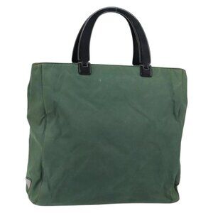 PRADA Hand Bag Nylon Green Silver Auth 151462